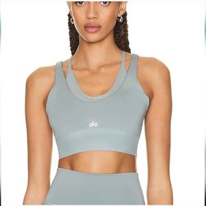 Alo Yoga Cosmic Grey Airlift Double Trouble Bra Tank Top Small